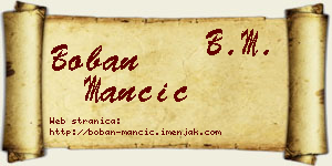 Boban Mančić vizit kartica